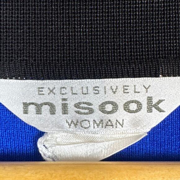 Misook Woman Royal Blue Black Colorblock Cardigan Pls Size Designer Quiet Luxury - Picture 7 of 7